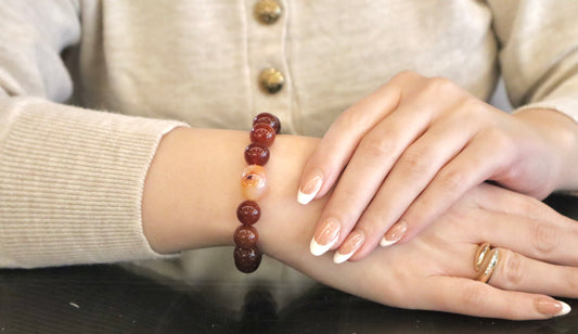 Red & Beige Agate For Courage & Dispelling Negative Energies Bracelet