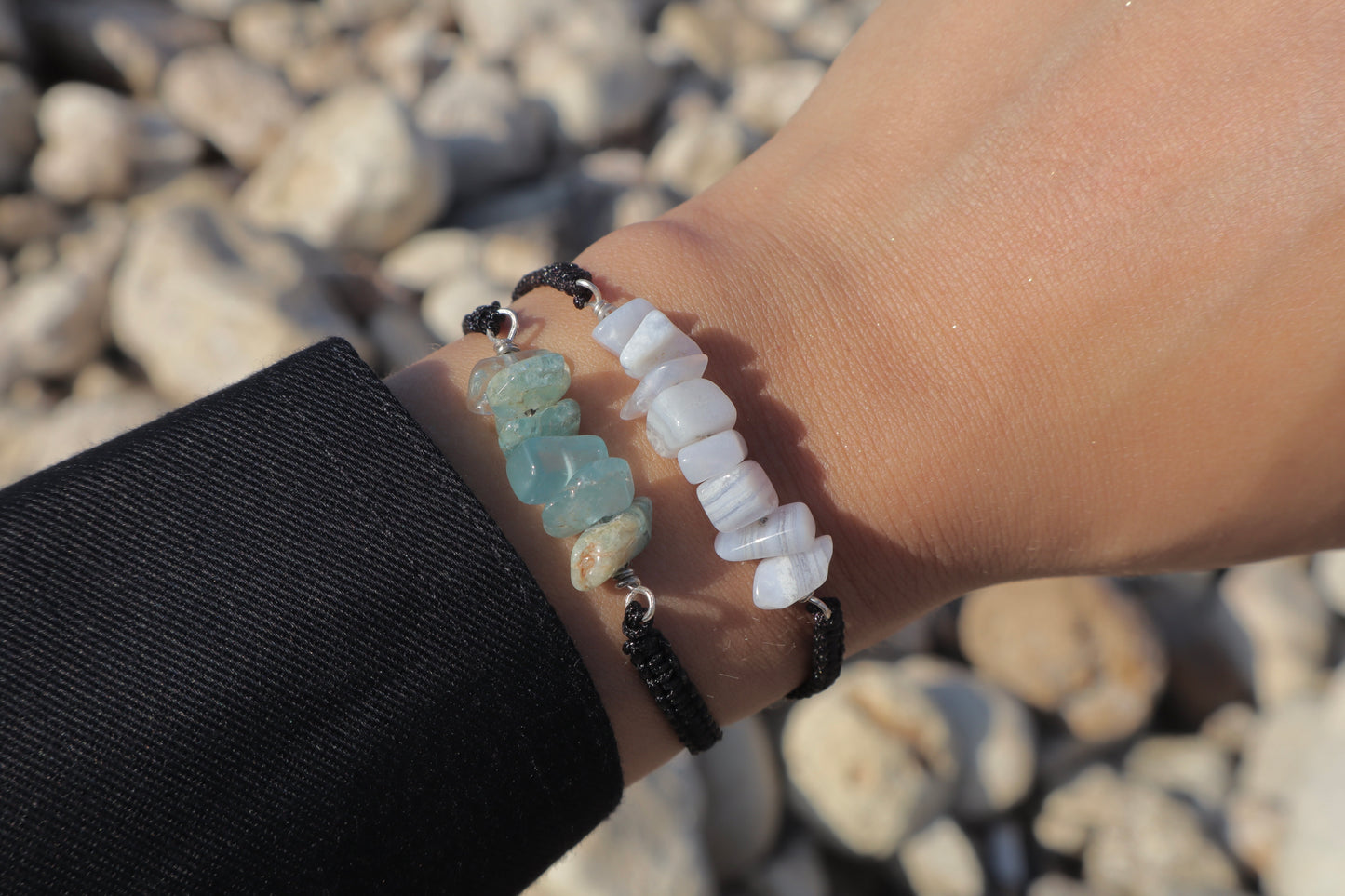 Aquamarine & Blue- Lace Agate Serenity & Harmony Bracelets