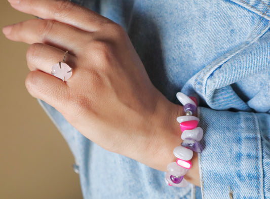 Rose Quartz, Amethyst, & Pink Jade with Sterling Silver Love & Passion Full Set