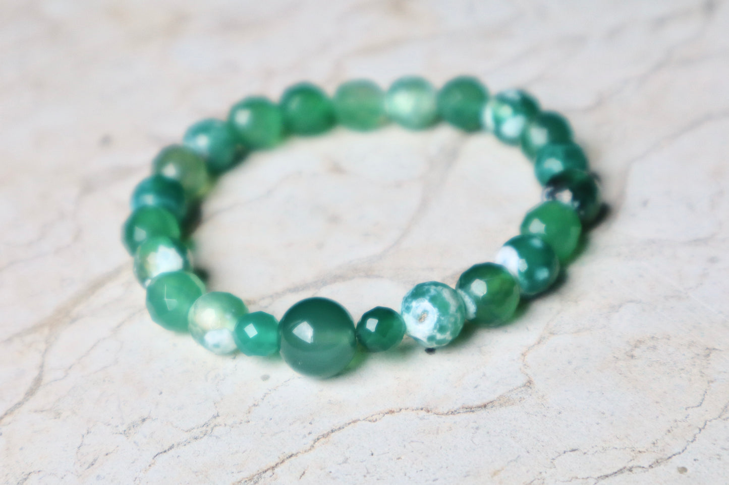 Orca Green Agate, Green Agate, & Jade Personal Growth & Stability Bracelets