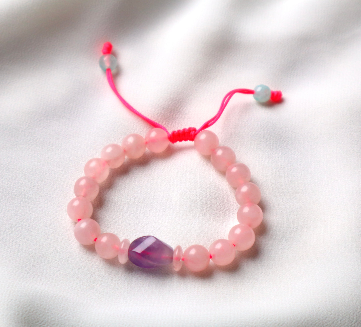 Rose Quartz, Amethyst, & Aquamarine Love & Calmness Bracelet