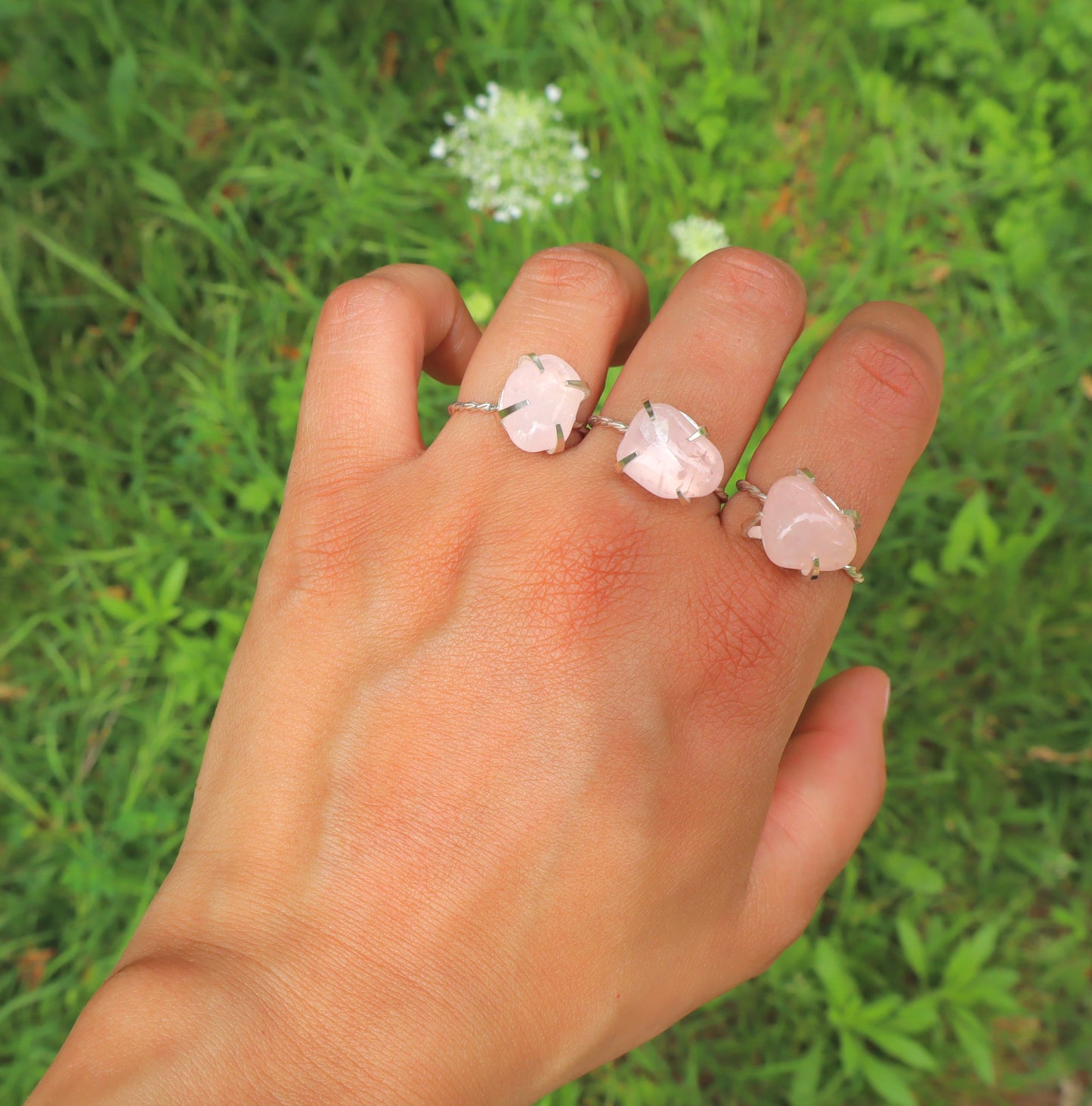 Rose Quartz Love & Passion 925 Stering Silver Rings