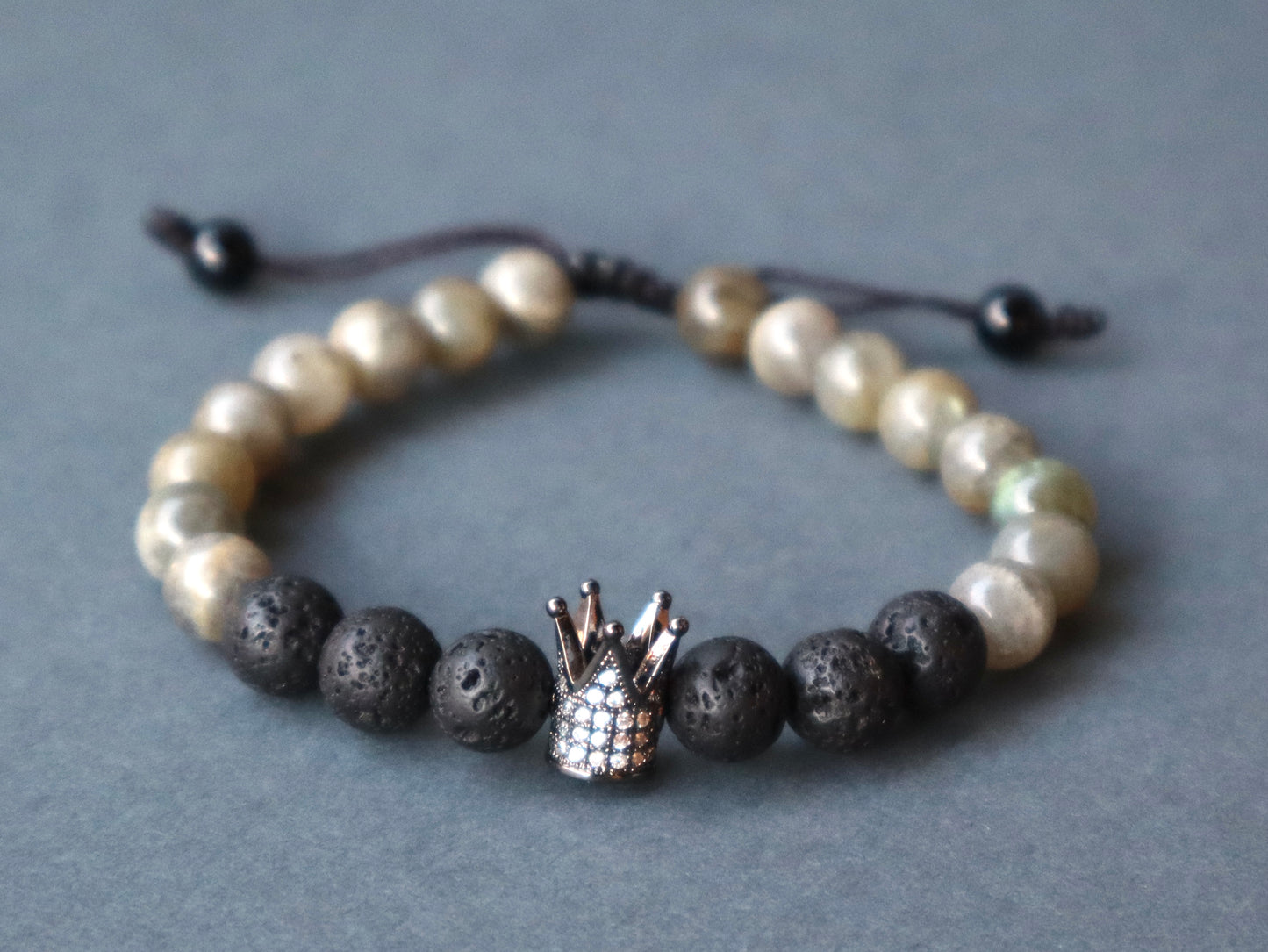 Labradorite, Lava Stones, & Black Obsidian Energy & Strength Bracelets