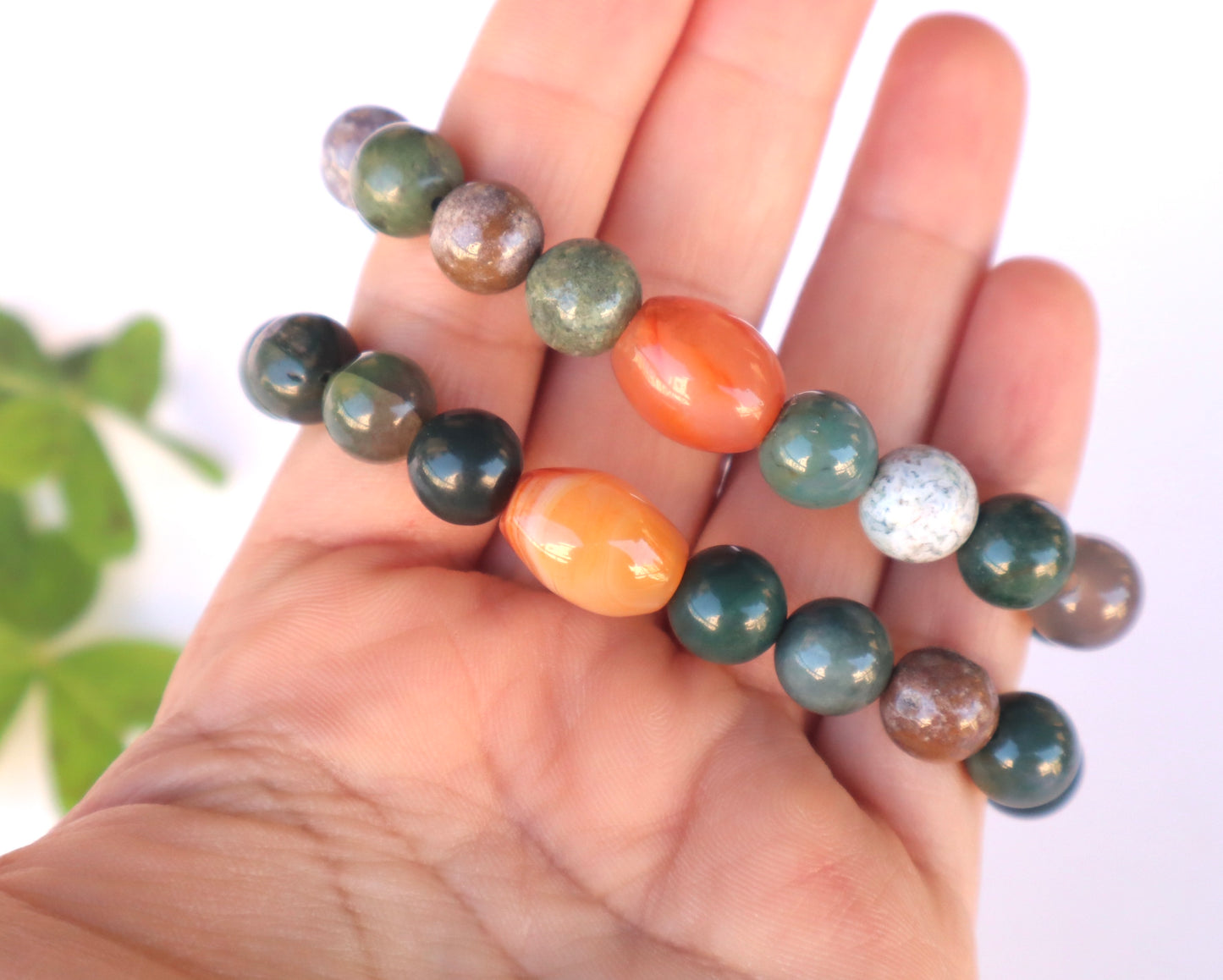 Moss Agate & Carnelian Courage & Stability Bracelet