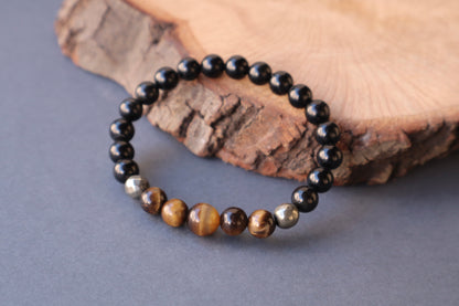 Tiger’s Eye, Pyrite, & Black Onyx Power & Abundance Bracelet