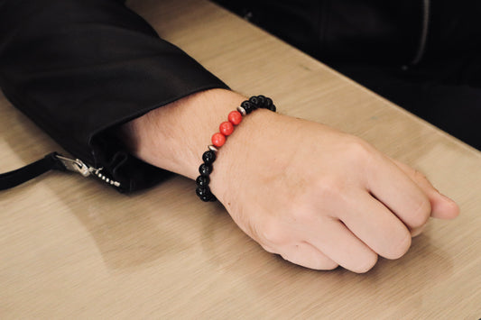 Red Coral & Black Obsidian Confidence, Courage, & Emotions Stability Bracelet