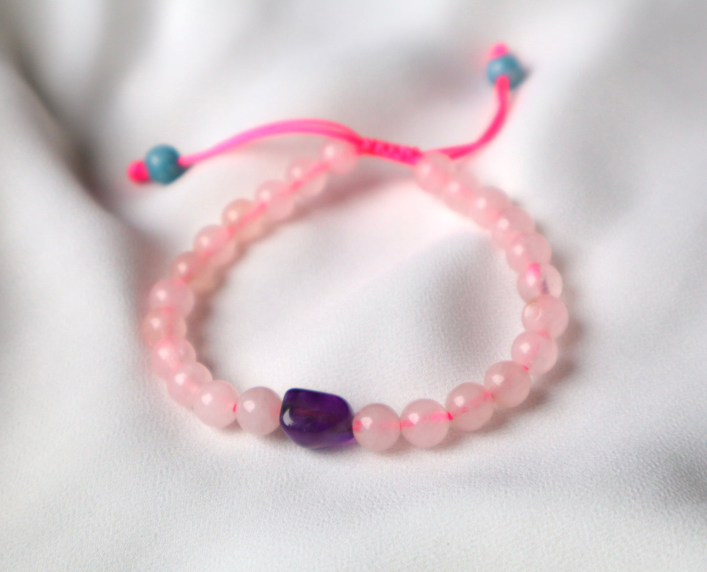 Rose Quartz, Amethyst, & Aquamarine Passion, Vitality, and Calmness Bracelet