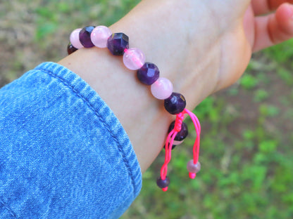 Rose Quartz, Amethyst, & Purple Agate Passion & Tranquility Bracelet