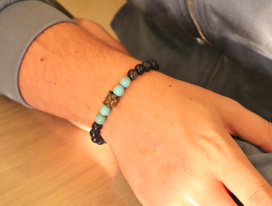 Turquoise, Goldstone, & Lapis Lazuli Power & Wealth Bracelet