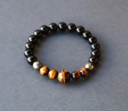Tiger’s Eye, Pyrite, & Black Onyx Power & Abundance Bracelet