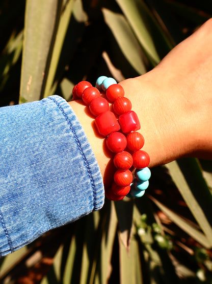 Coral & Turquoise Emotional Healing & Strength Bracelet