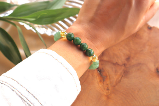 Citrine, Green Jade, & Aventurine Bracelet