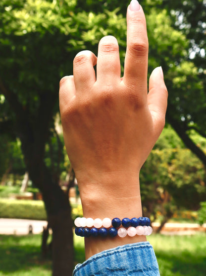 Rose Quartz & Lapis Lazuli Love & Tension Relief Bracelet