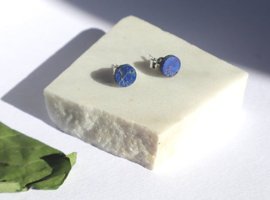 Lapis Lazuli Migraine & Tension Relief 925 Sterling Silver Stud Earrings