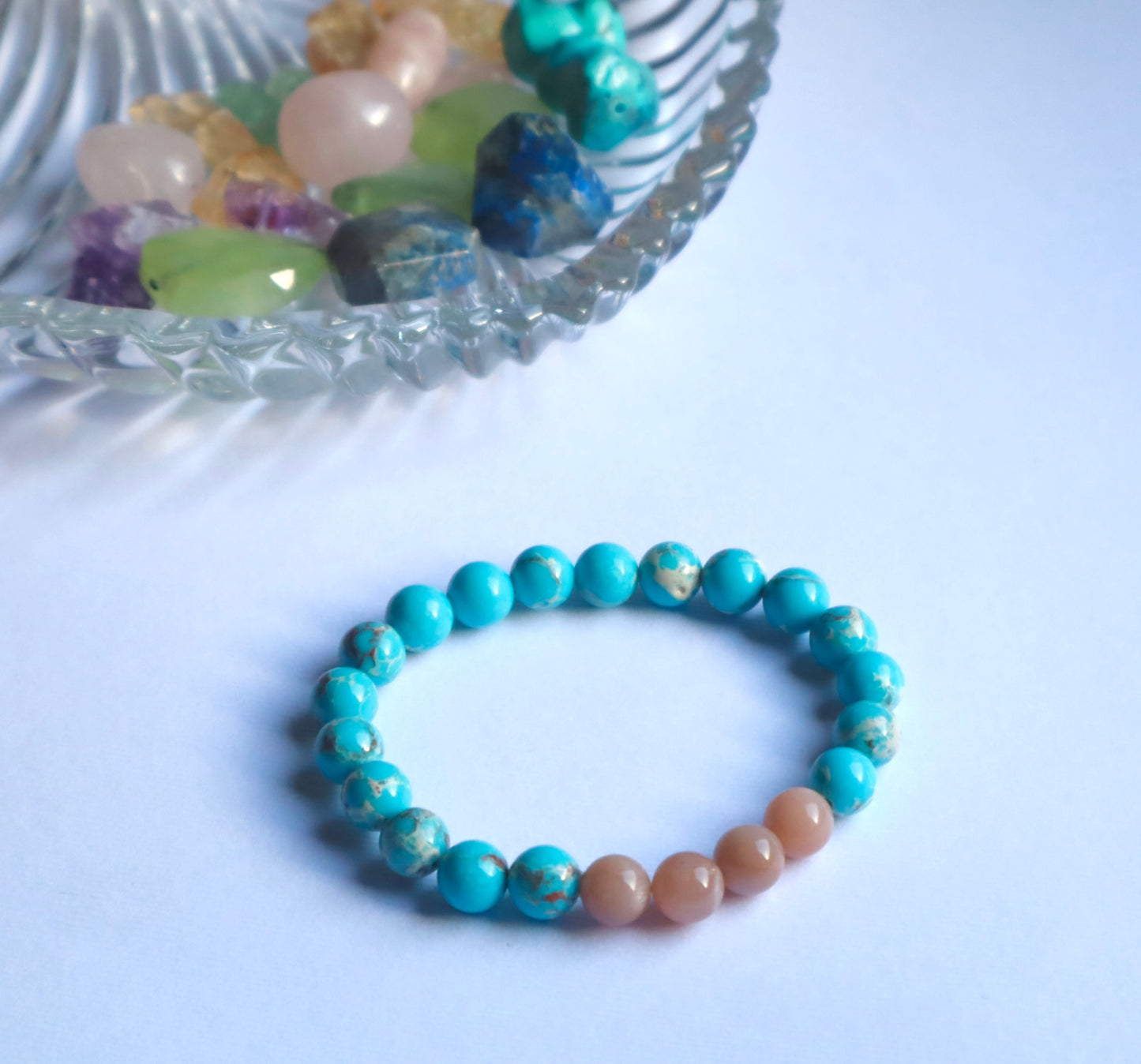 Grade A+++ Imperial Turquoise & Moonstone Couple Bracelets