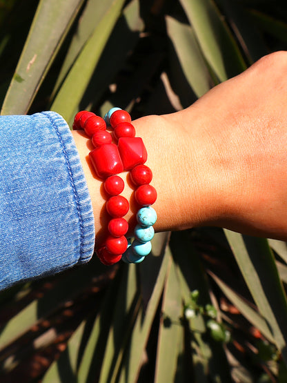 Coral & Turquoise Emotional Healing & Strength Bracelet