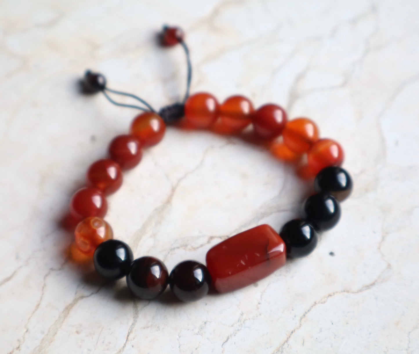 Yemeni Agate, Carnelian, & Black Onyx Courage & Physical Strength Bracelet