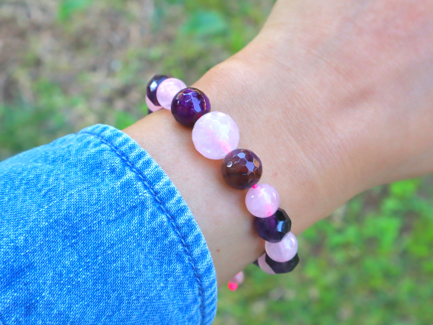 Rose Quartz, Amethyst, & Purple Agate Passion & Tranquility Bracelet