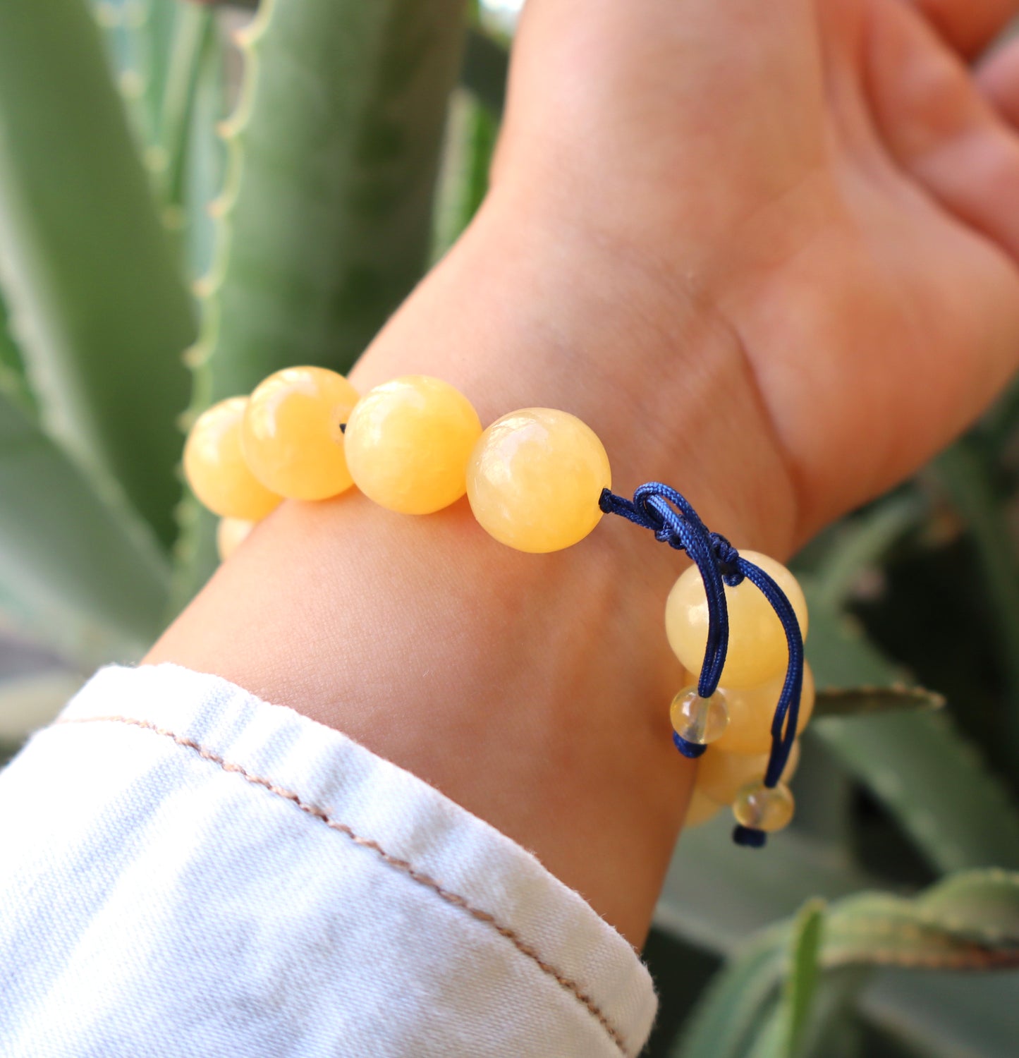 Yellow Jade with a Mix Of Body Relief & Optimism Stones Bracelets