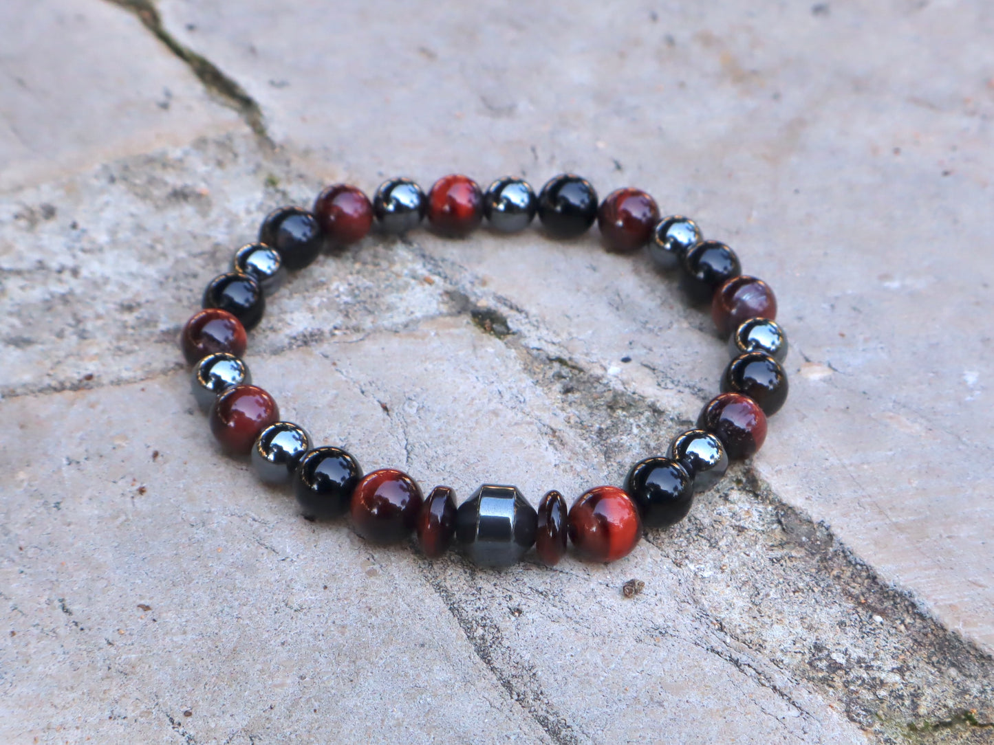 Red Tiger’s Eye, Hematite, & Black Onyx Power & Positivity Bracelet