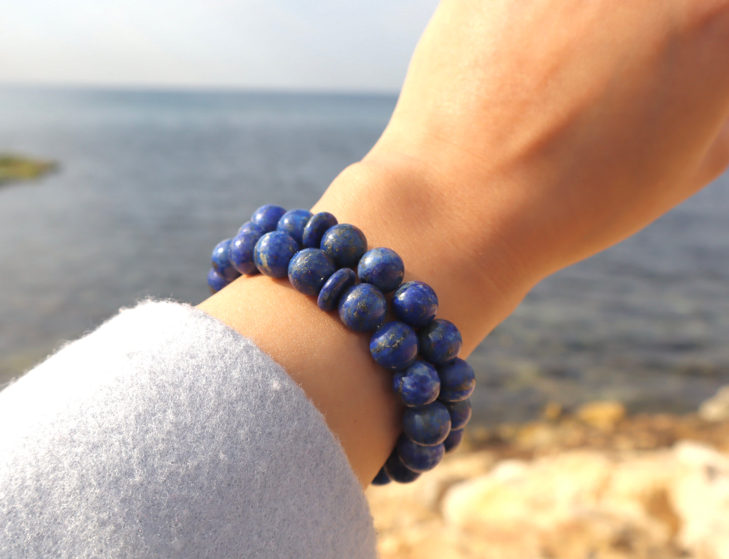 Malachite, Lapis Lazuli, & Sodalite Stacked Set of Bracelets