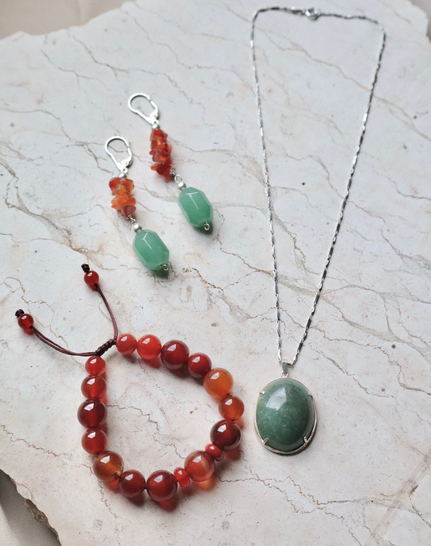 Carnelian/Agate & Jade Prosperity & Courage Full Set