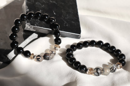Agate, Smoky Quartz, & Black Onyx  Protection & Emotional Strength Bracelet