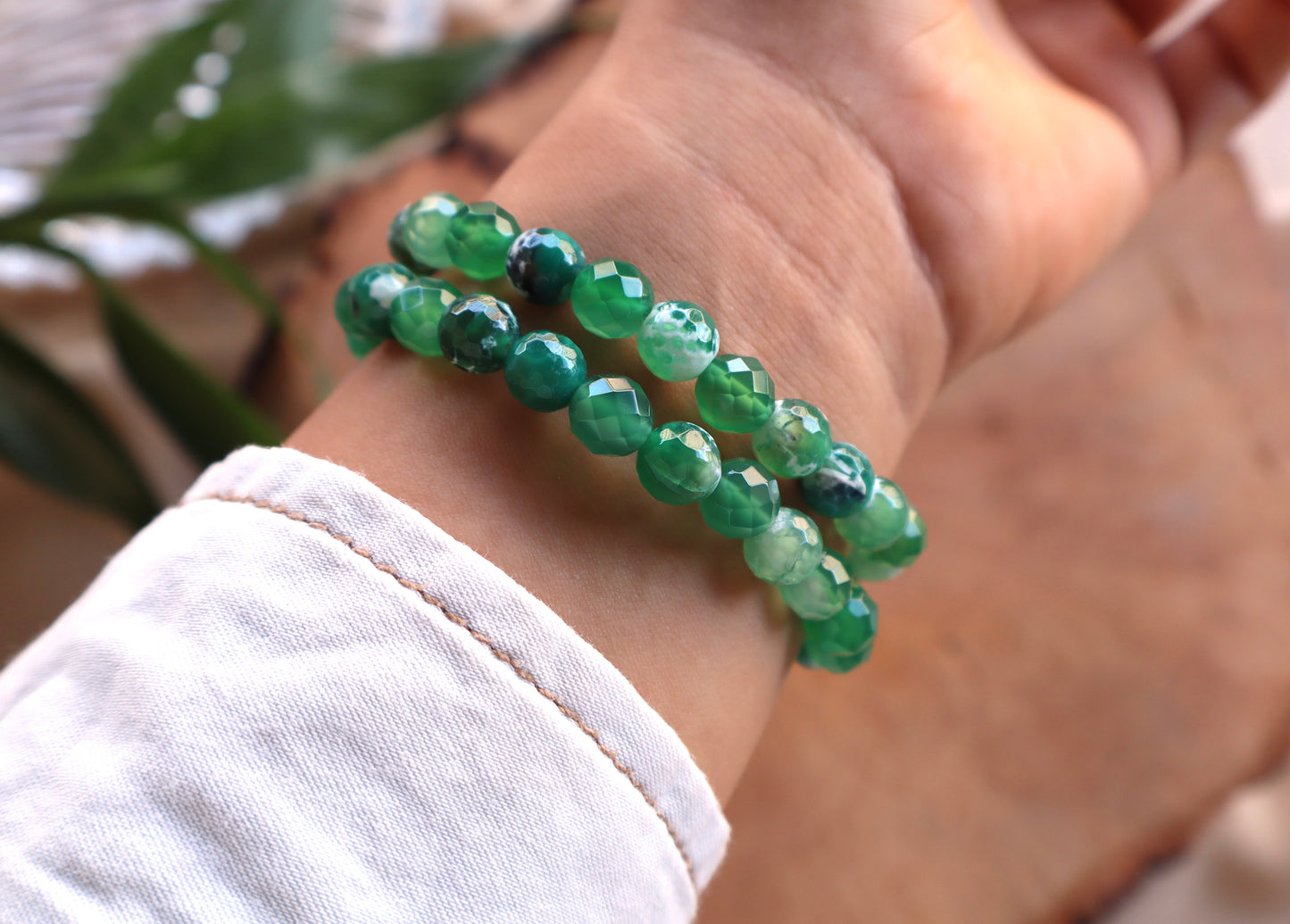 Orca Green Agate, Green Agate, & Jade Personal Growth & Stability Bracelets