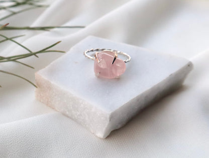 Rose Quartz Love & Passion 925 Stering Silver Rings