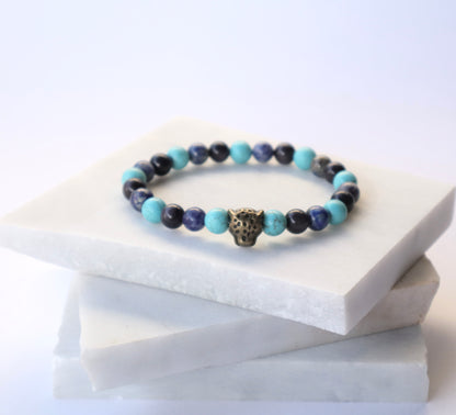 Turquoise, Goldstone, & Lapis Lazuli Power & Wealth Bracelet