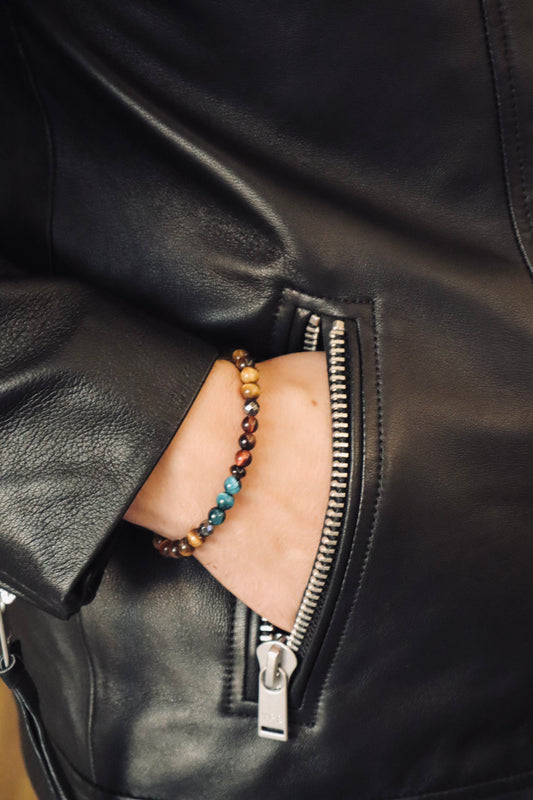 Golden, Blue, & Red Tiger’s Eye with Hematite Power & Strength Bracelet