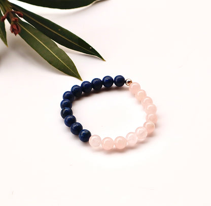 Rose Quartz & Lapis Lazuli Love & Tension Relief Bracelet