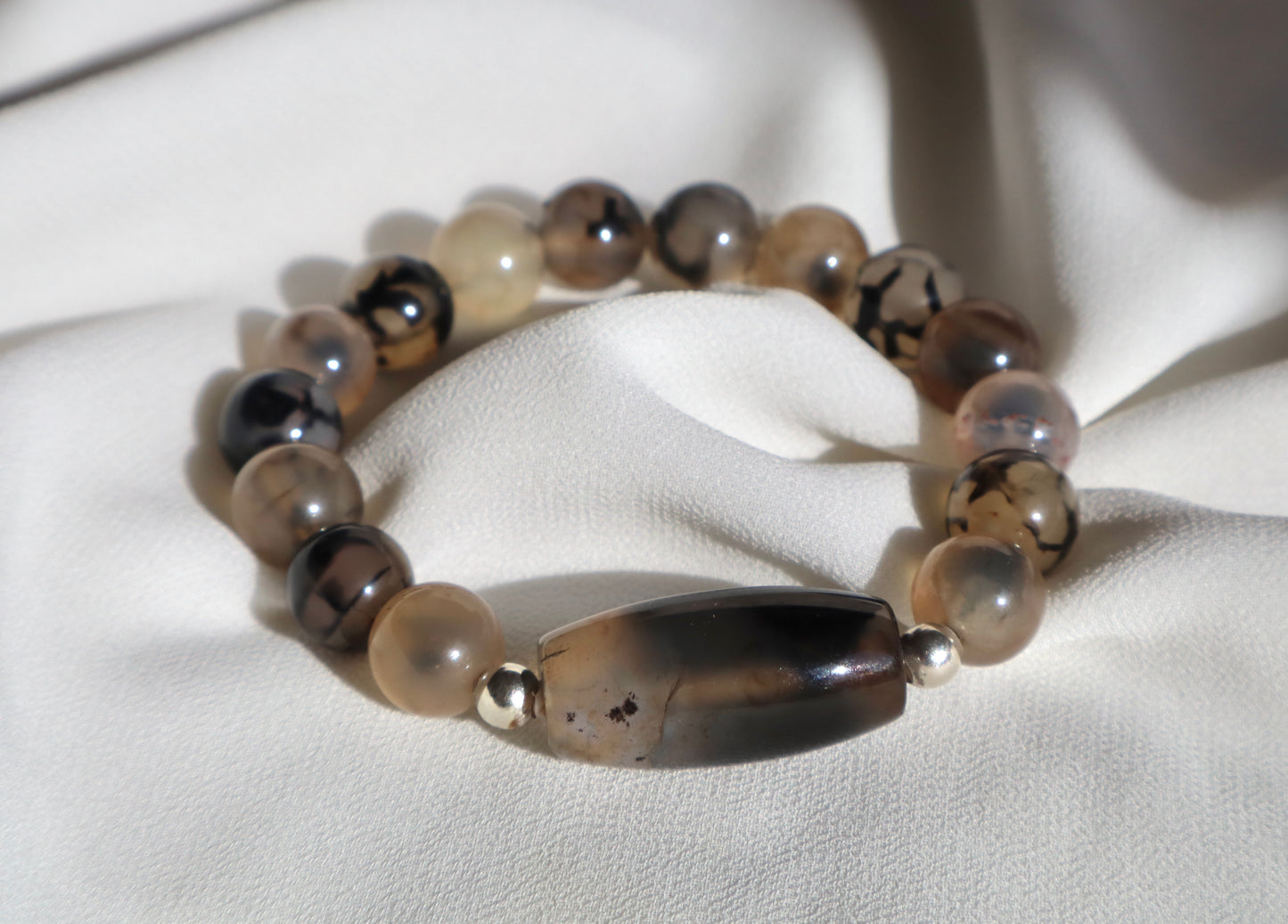 Black & Beige Agate Protection & Courage Bracelets