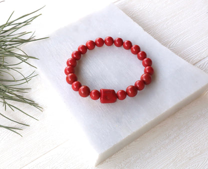 Red Coral Couple Bracelets