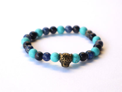 Turquoise, Goldstone, & Lapis Lazuli Power & Wealth Bracelet