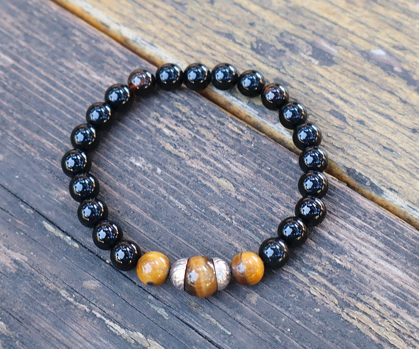 Golden Tiger’s Eye & Black Onyx Negative Energy Absorbtion & Power Bracelet