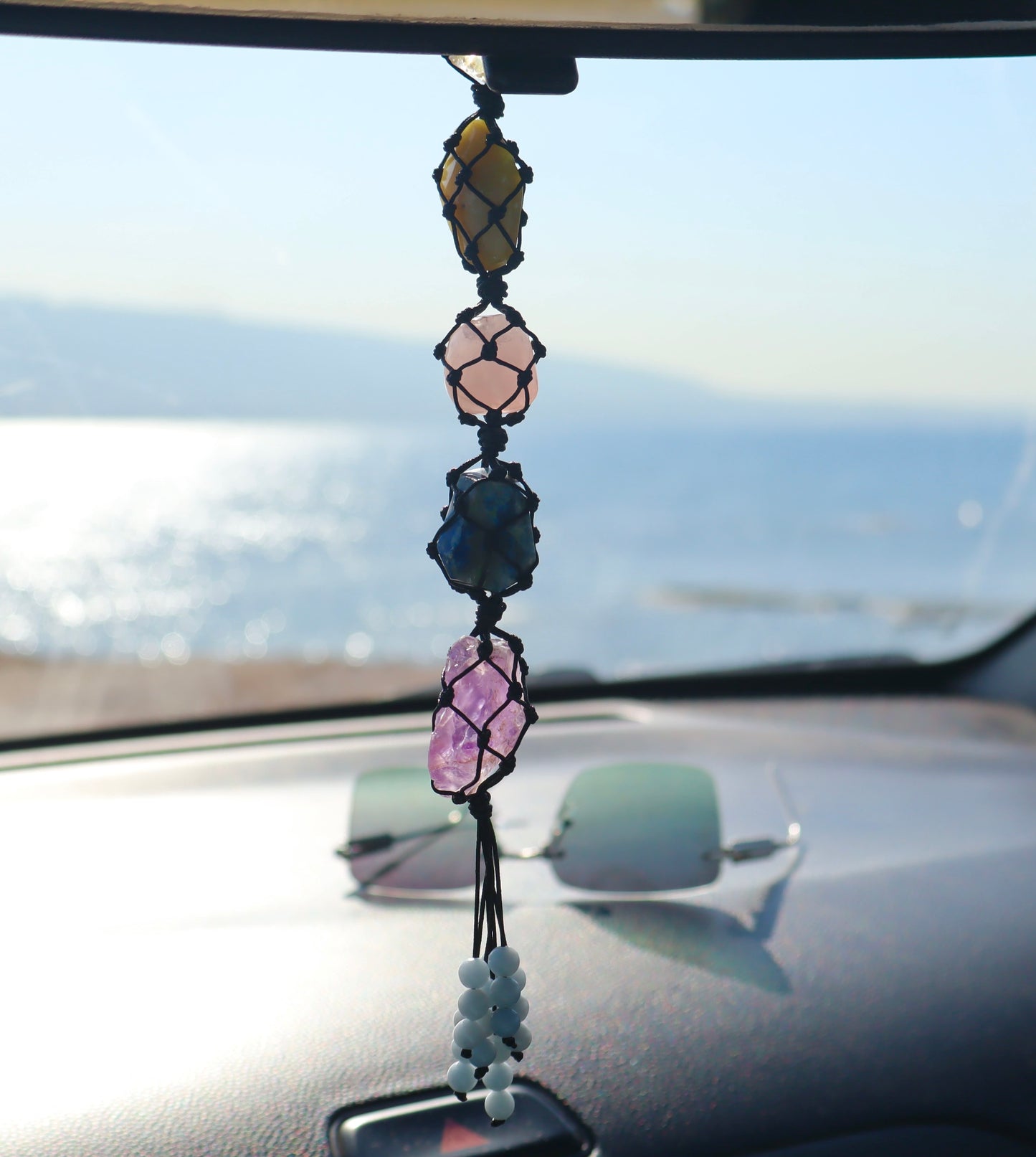 Multi-Gemstones Positive Ride Car Mirror Charm