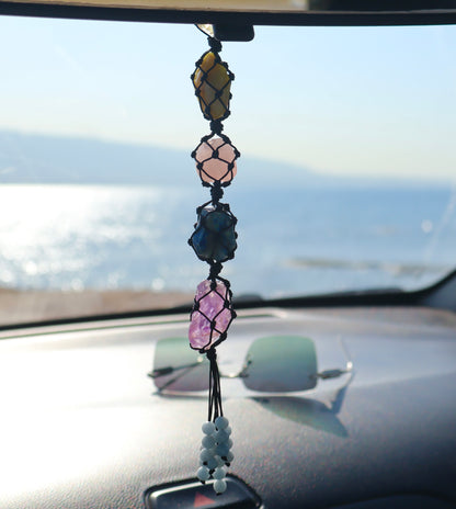 Multi-Gemstones Positive Ride Car Mirror Charm