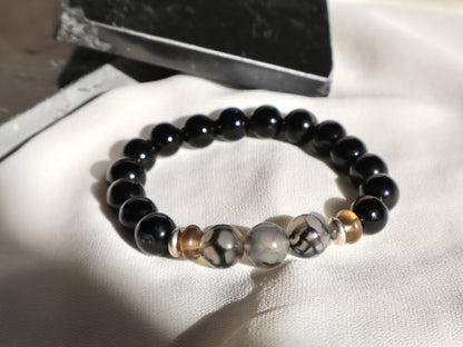 Agate, Smoky Quartz, & Black Onyx  Protection & Emotional Strength Bracelet