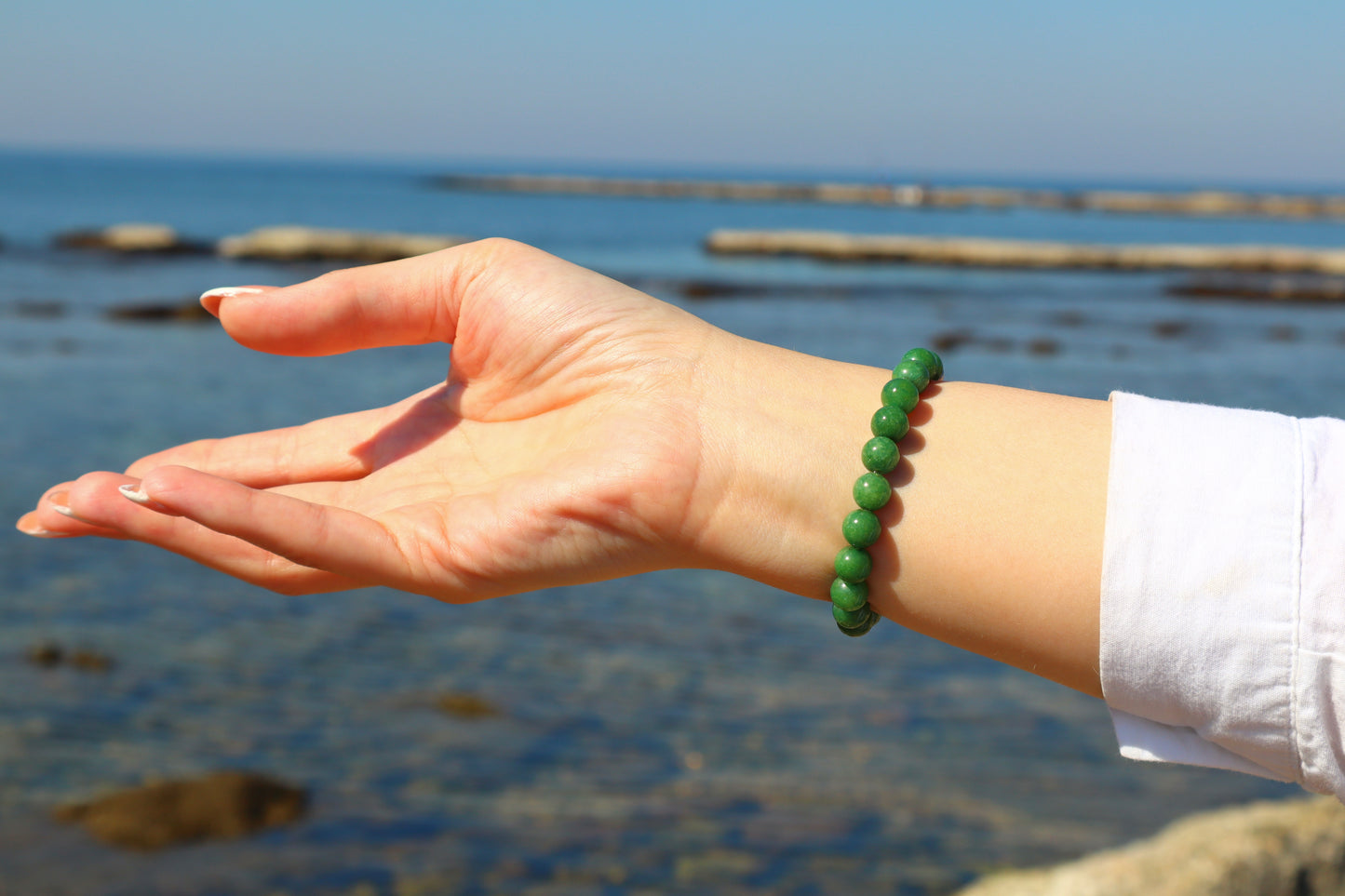 Green Orca Agate, Carnelian, & Green Jade Bracelet