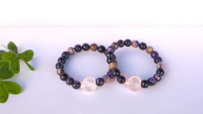 Charoite & Rose Quartz Emotional Healing & Stress Relief Rare Bracelet