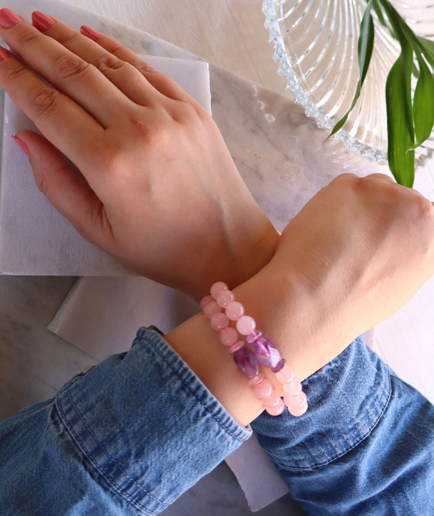 Rose Quartz, Amethyst, & Aquamarine Love & Calmness Bracelet