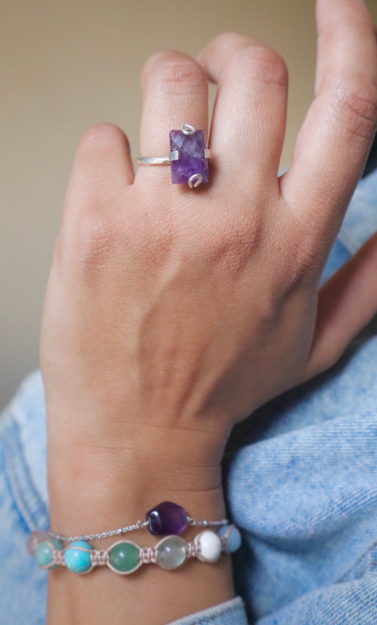 Amethyst & Mixed Stones with Sterling Silver Full Set