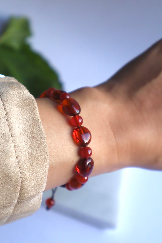 Russian Amber & Carnelian Body Pain Relief & Positivity Bracelet