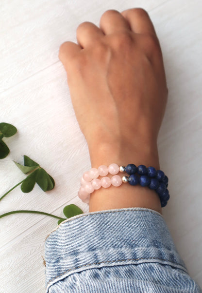 Rose Quartz & Lapis Lazuli Love & Tension Relief Bracelet