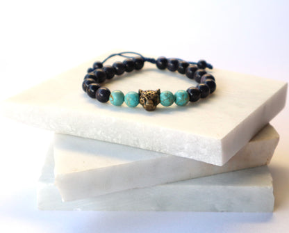 Turquoise, Goldstone, & Lapis Lazuli Power & Wealth Bracelet