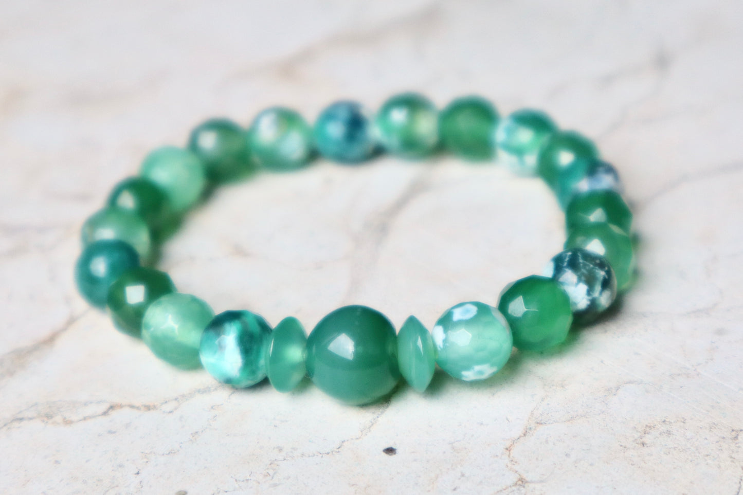 Orca Green Agate, Green Agate, & Jade Personal Growth & Stability Bracelets