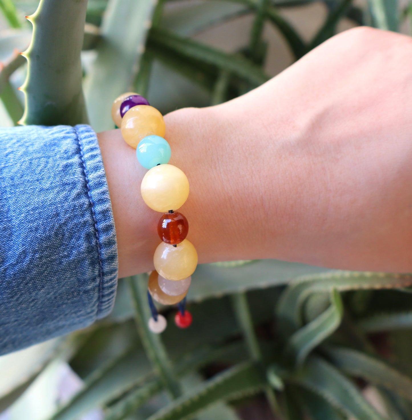 Yellow Jade with a Mix Of Body Relief & Optimism Stones Bracelets