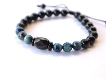Blue Tiger’s Eye & Obsedian Anxiety Relief & Balance Bracelet