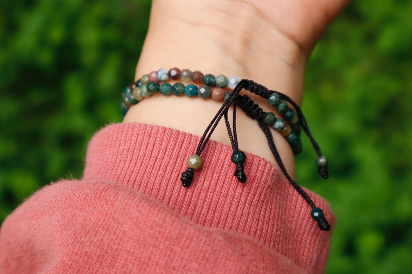 Moss Agate & Carnelian Minimalist Courage & Energy Boost Bracelet